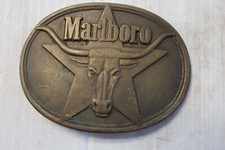 Vintage Marlboro Solid Brass Belt Buckle Philip Morris Collectible 1987- M