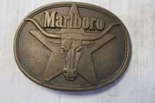 Vintage Marlboro Solid Brass Belt Buckle Philip Morris Collectible 1987- M