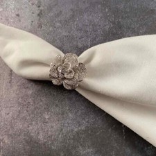 Floral Silver Tone Statement Ring Size 6