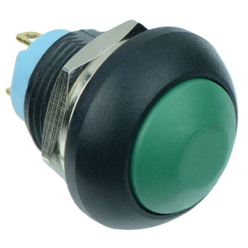 Green Momentary Off-(On) Waterproof 12mm Push Button Switch 2A IP67 SPST - Afbeelding 1 van 1