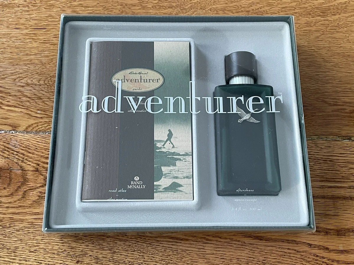 3.4oz Eddie Bauer ADVENTURER Aftershave Cologne Splash Road Atlas Gift Set Vtg