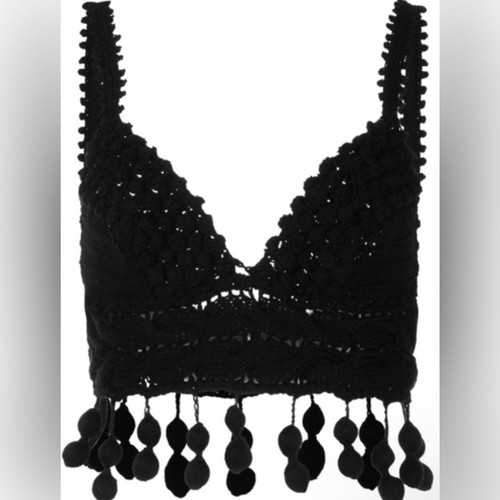 ROSIE ASSOULIN Pompom-trimmed crocheted cotton bra crop top - Picture 2 of 7