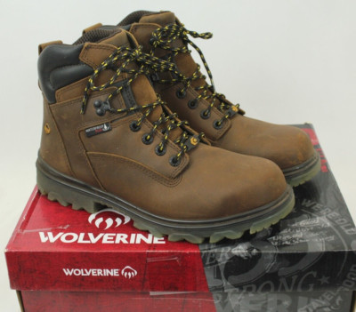 WOLVERINE I-90 CM WP BROWN STEEL TOE LEATHER WORK BOOTS SIZE 10EW US EUC!
