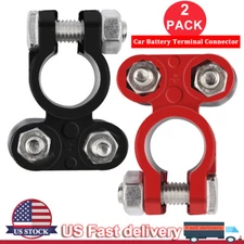 2 Car Battery Terminal Connector Top Post Positive Negative Heavy Duty Universal
