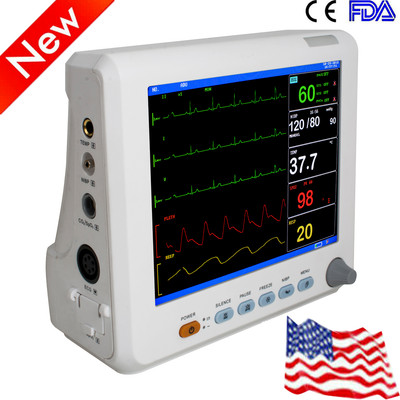 Portable 8 Inch ICU CCU Patient Monitor Signs ECG NIBP RESP TEMP SPO2 PR