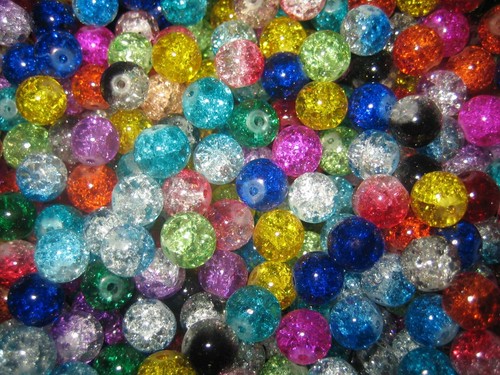 GLASPERLEN MIX Crackle - Crash Perlen  10 mm   40 Stück bunte Mischung - Afbeelding 3 van 3