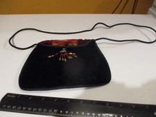 Vintage Ruth and Nohemi Hand Woven Purse Black Velour/Velvet Guatemala