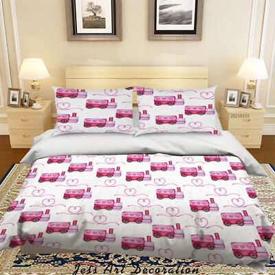 3D Train Heart Pattern Quilt Cover Set Bedding Sets Pillowcases Queen