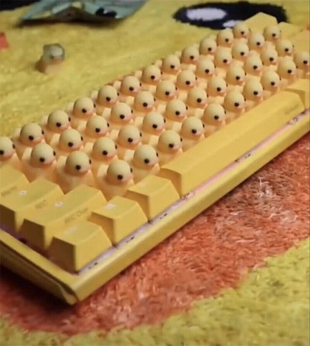 Yellow Cute Duck Mechanical Keyboard Press Crow USB Interface Keyboard Handmade - Picture 3 of 14