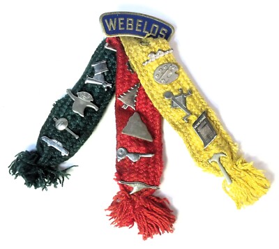 1960's Cub Scouts Webelos Boy Scouts Ribbon w/ 16 Merit Activity Pins Badges