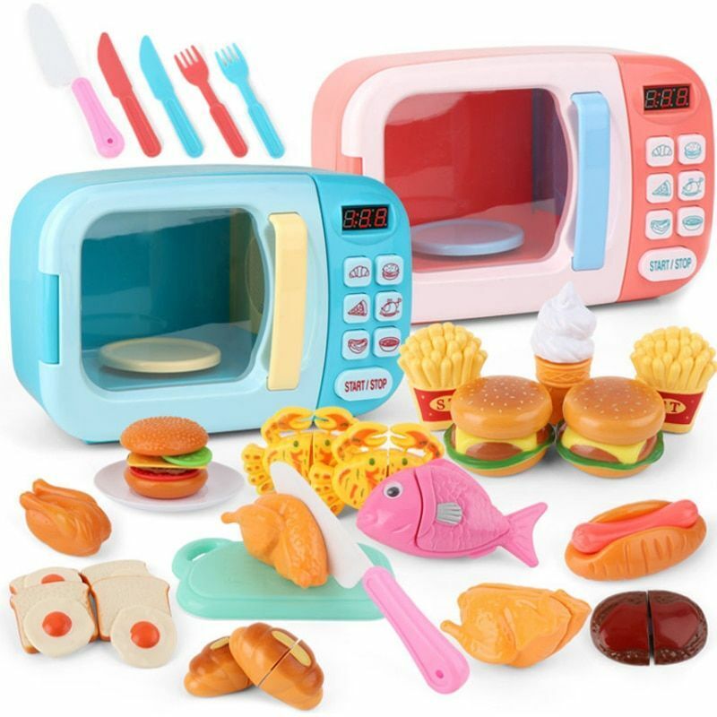 Mini Plastic Food Kids Kitchen Toys Simulation Microwave Oven Educational  Play | eBay