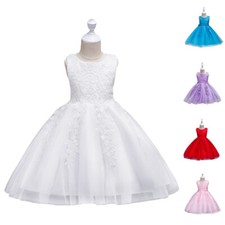 Abito vestito bambina pizzo ricamo damigella principessa sfilata festa