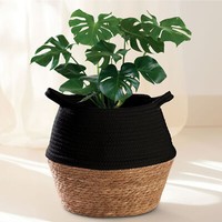 Seegras Natur Rund ÜBertopf Korb Groß Boho Deko Blumentopf Aufbewahrungskorb
