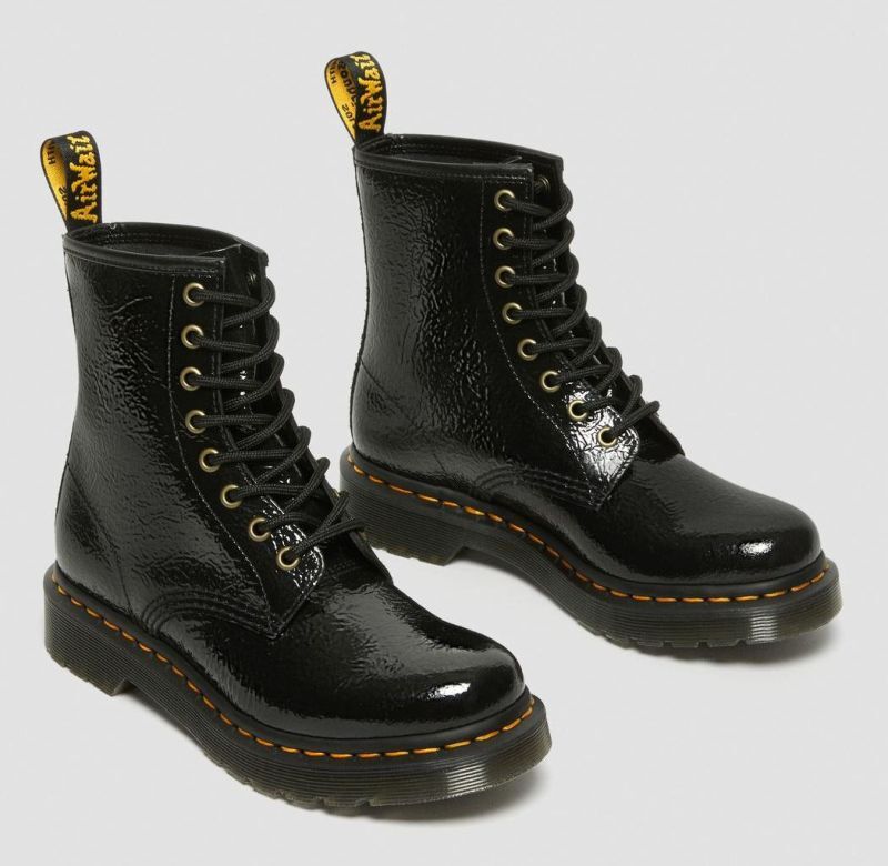 Bottes Dr. Martens 1460 8 Trous - Noir Et Argent Crocodile - Neuves Avec Emballage