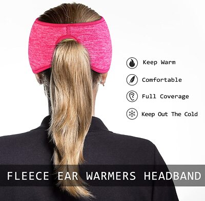 Women’s Ponytail Headband Moisture Wicking Ear Band Winter Running  Headband
