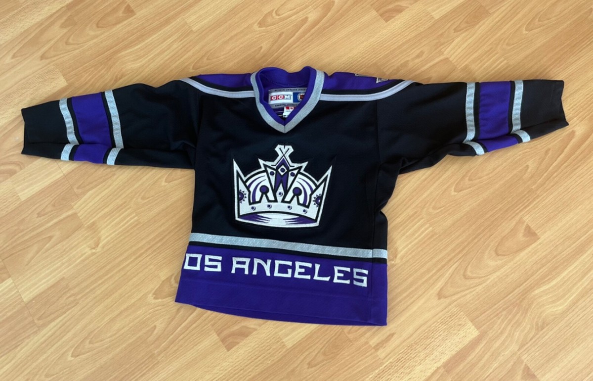 AUTH Los Angeles Kings CCM NHL Hockey Purple Blk Jersey Youth Kids