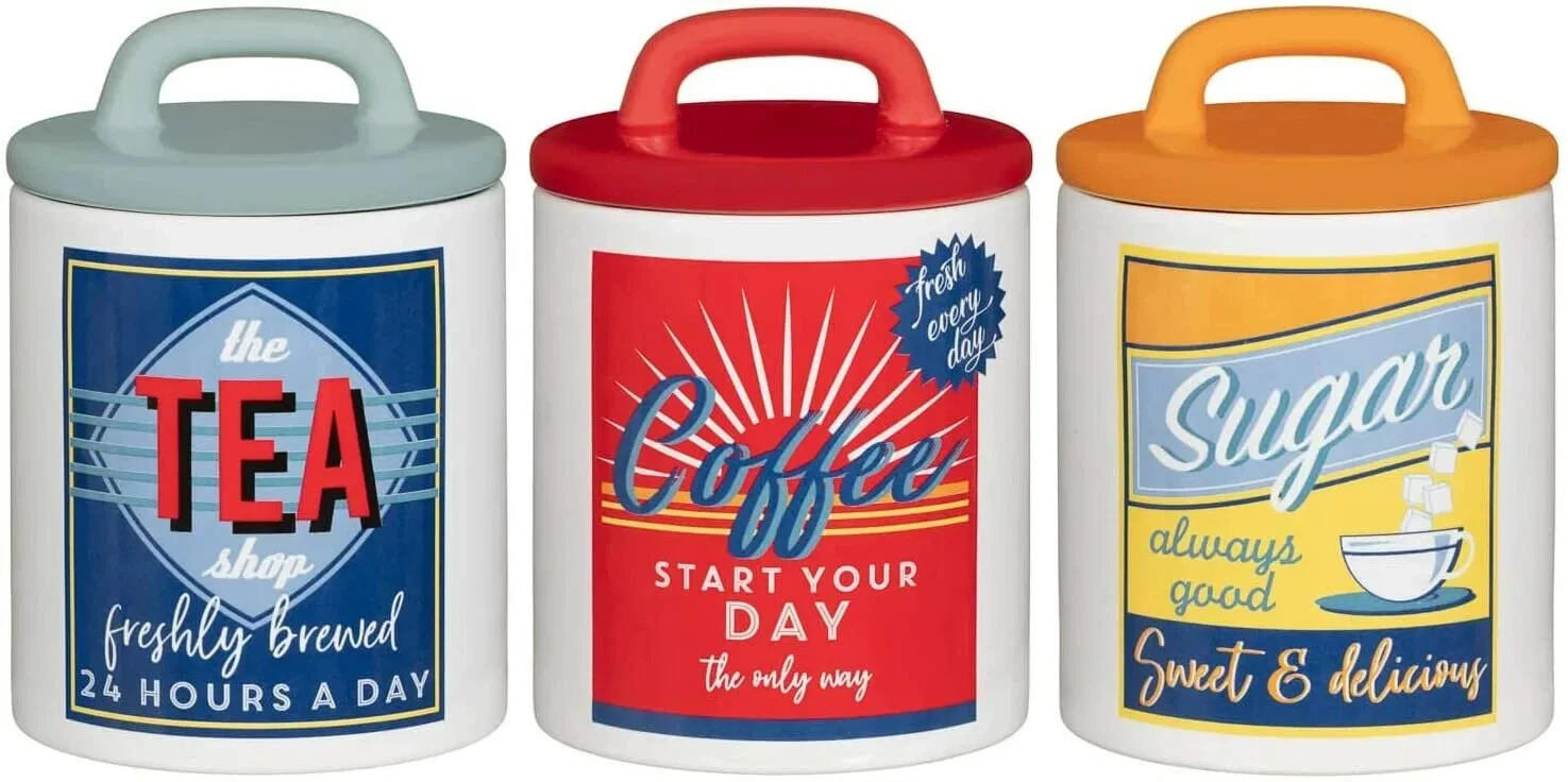 Set of 3 Canisters kitchen Storage jar Large Tea Coffee Sugar Ceramic Jars
Opens in a new window or
