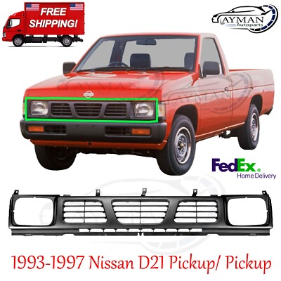 Dark Silver Front Grille For 1993-1997 Nissan D21 Hardbody Pickup – Direct Replacement