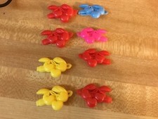 8 Plastic Fruit Barrettes Kids Size Red Pink Yellow Blue