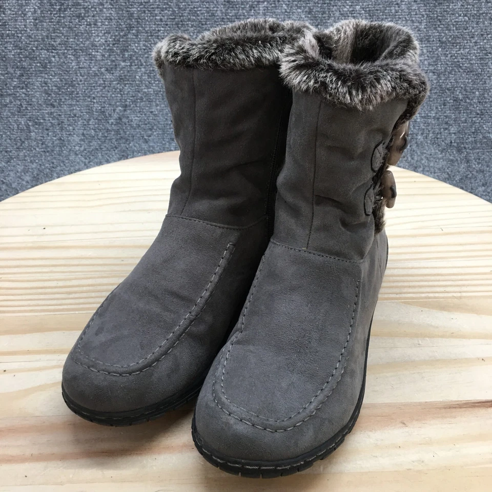Naturalizer ботинки женщин 8 M Refinery зимний серый мех с подкладкой комфорт лодыжки Топ - Изображение 3 из 4