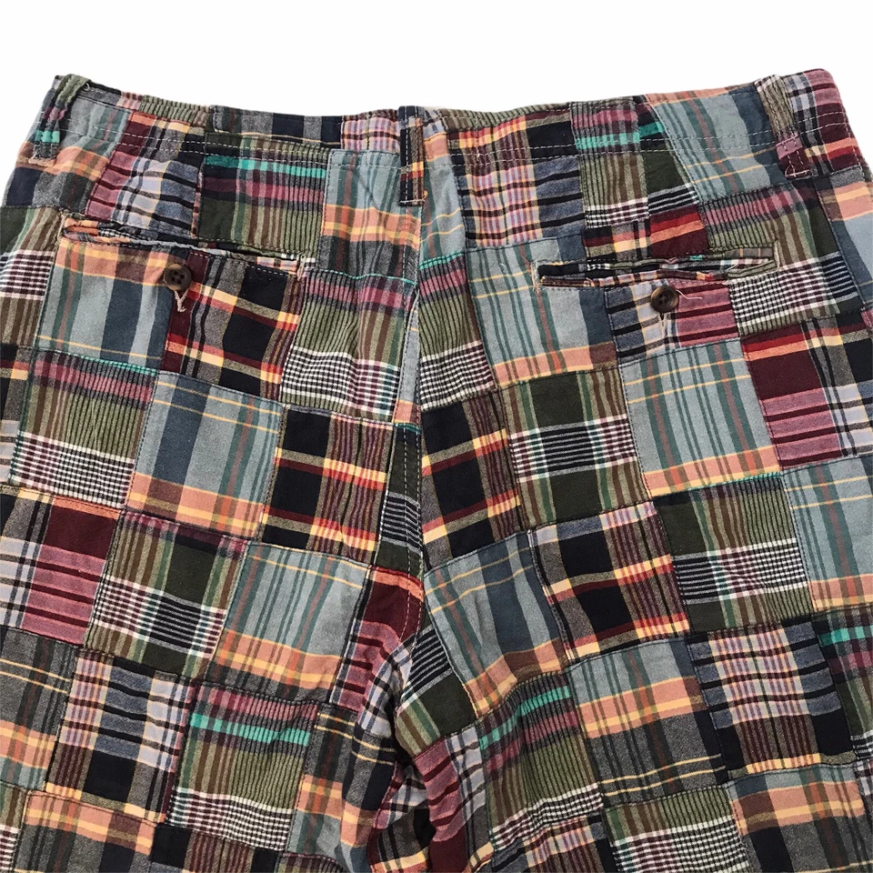 Madison Men's Size 36 Shorts Plaid Patchwork Multicolor Cotton Preppy Beach Flat - Image 4 of 4