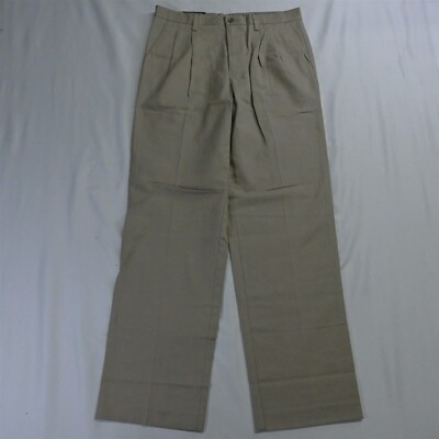 NEW Denver Hayes 32 x 32 Khaki Never Iron Easy Care Pleat Chino Pants
