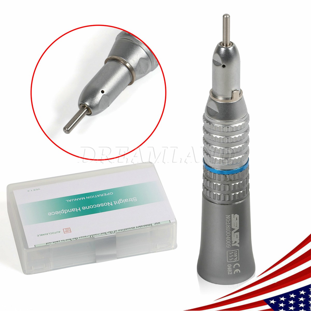 NSK Style Dental Low-Speed Air Motor Handpiece - Straight Nose, 4-Hole Connection 2 thumbnail image