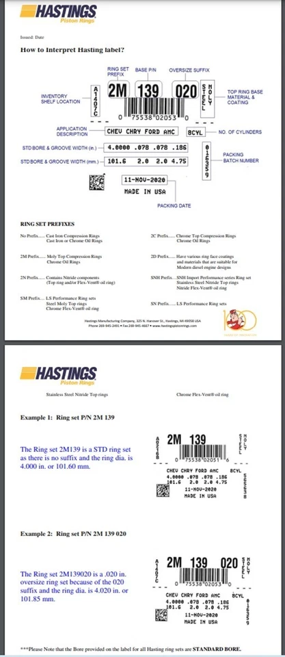 Juego de anillos de pistón Hastings 2M4601.040 para Nissan SR20DET GTiR S13 S14 S15 87 mm Foto 2 de 4