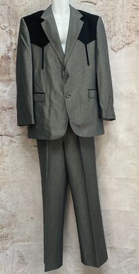 vintage USA WESTERN cowboy 2pc suit Rockabilly CIRCLE S rodeo Gray Size 40 W8