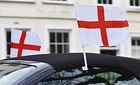 2PC CAR VAN BIKE ENGLAND ST GEORGE CROSS NATIONAL FLAG FOOTBALL SPORTS 43x28CM