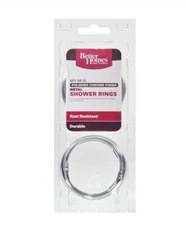 Better Homes & Gardens 12 Metal Shower Rings Polished Chrome Finish Circle Hooks