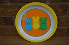 PEEPS Melamine Plastic Child PLATE Breakfast Green Yellow Blue Bunny Orange 8.5"