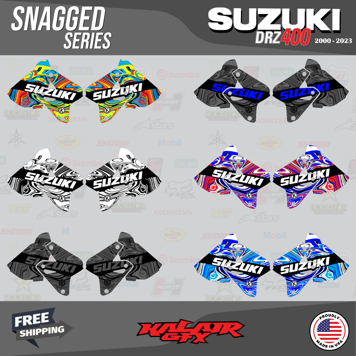 Suzuki DRZ400 SM S E Shroud Tank Graphics 2000-2024 Snagged