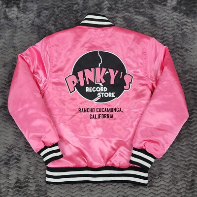 Pinkys Record Store Jacket Girls Extra Small Pink Satin Bomber