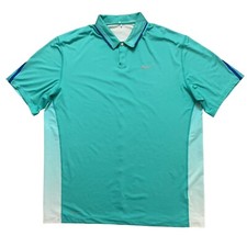 Nike Polo Shirt Mens Size XL Tiger Woods Collection Glow Snap Button Green