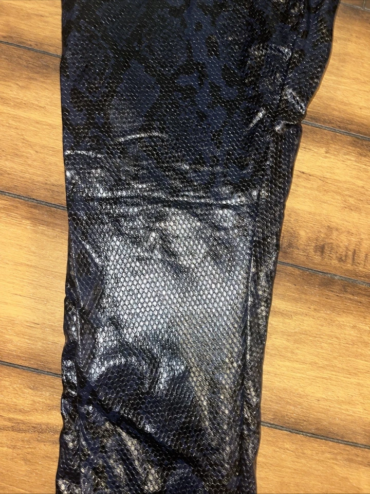 Commando Mujer Imitación Cuero Leggings Negro Piel de Serpiente Dobladillo Crudo XL Camuflado Foto 3 de 4