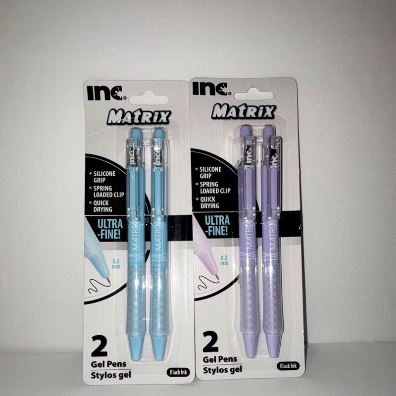 Inc. Matrix Ultra-Fine 0.5 Gel Pens, Black Ink, Blue/Purple Barrels, 2-Pack