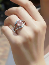 925 Solid Sterling Silver Pink Rose Quartz Ring