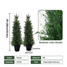 Artificial Cedar Tree, Outdoor Faux Cedar Pines, UV Protection 2 Pieces Fake Eve
