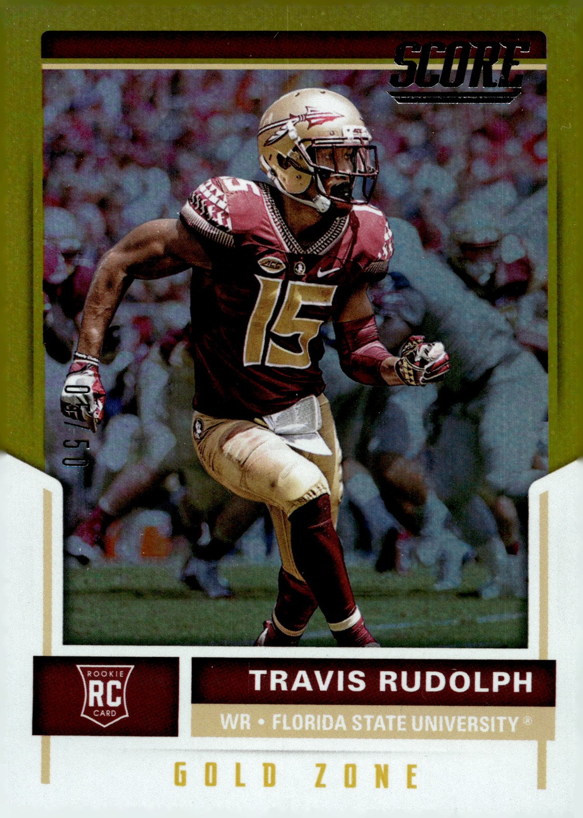 2017 Score #338 Travis Rudolph Rookie Autographs Gold Zone #/50