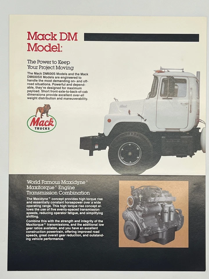 1983 MACK DM Model DM600S DM600SX Maxidyne Maxitorque Engine Truck Brochure - Image 3 of 4