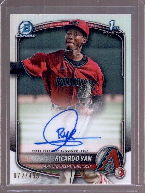 RICARDO YAN 2025 Bowman Chrome 1st #CPA-RY Refractor RC Autograph Auto #072/499