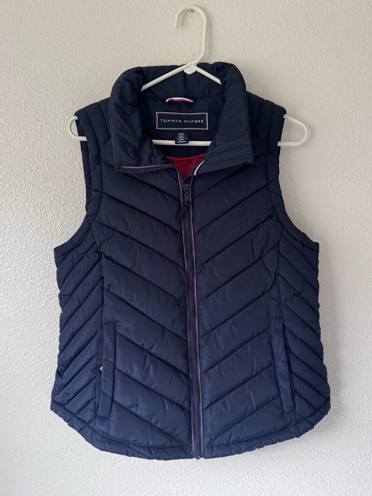 Tommy Hilfiger Navy Puffer Vest Women’s Medium Quilted Full Zip Lightweight