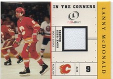 NHL LANNY MCDONALD 2002 FLEER LEGACY IN THE CORNERS GAME USED HOCKEY BOARDS