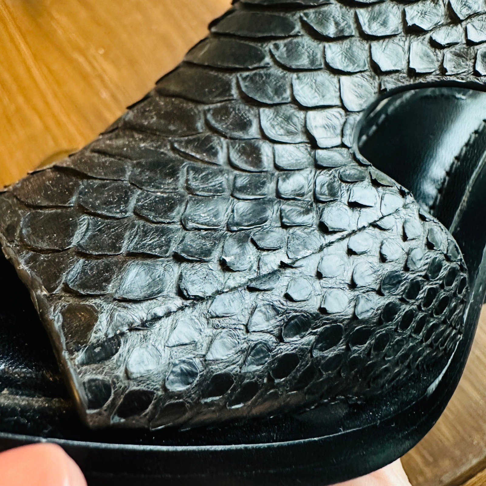 Lafayette 148 NY Cassidee Black Python Leather Sn… - image 11