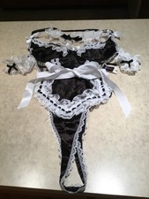 Vtg Med Frederick s Hollywood French Maid Costume w Neck Wrist Elastic Lace Cuff