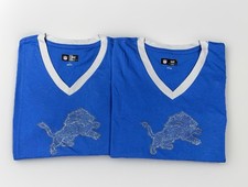 NFL Team Apparel Shirt Womens Large Detroit Lions Studs Big Logo LOT OF 2 NEW