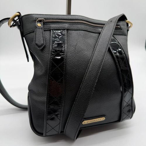 Burberry Leather Black Nova Check Shoulder Bag Authentic Crossbody Vintage