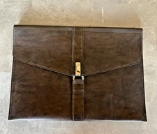 Vintage McDonnell Douglas Aircraft Hazel Leather Document Laptop Portfolio Case.