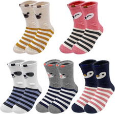 Kids Girls Ankle Socks: Animal Seamless Cotton Toddler Socks for 2-14 Years Chil